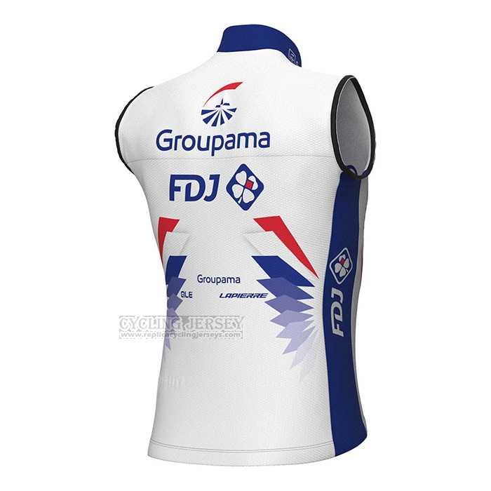 2022 Wind Vest Groupama-FDJ White Blue Short Sleeve and Bib Short
